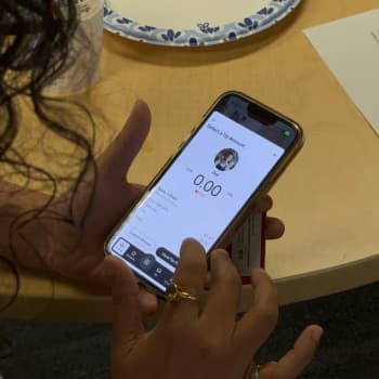 Participant interacting with the Blend app.